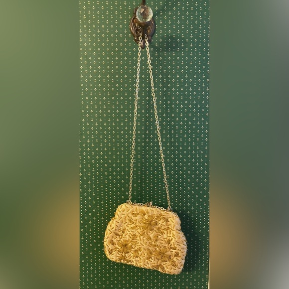 Vintage 1960s Hand Beaded Flowers Kiss Lock Convertible Purse Clutch-EUC - Picture 4 of 7